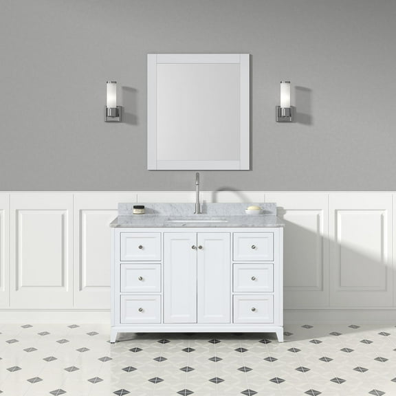 Atwell 48 Inch Modern Console Vanity with Rectangular Undermount Sink - White