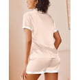 thumbnail image 3 of Ekouaer Womens Silk Satin Pajama Set Short Sleeve PJs 2 Piece Button Down Top and Shorts Notch Collar Sleepwear Sets Soft Pjs, 3 of 6