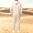 thumbnail image 4 of Garbnen Fleece Men Track Suits 2 Piece Set Long Sleeve Drawstring Pullover Hoodies and Sweatpants Workout Athletic Warm Plush Mens Sweatsuit Beige, 4 of 6