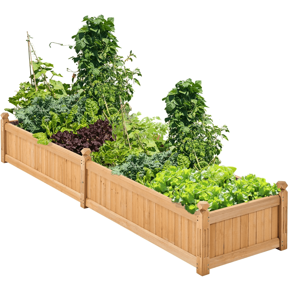 Easyfashion Wooden Raised Garden Bed Planter Box,Light Brown