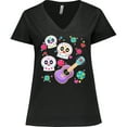 thumbnail image 3 of Inktastic Day of the Dead Owl Sugar Skulls and Guitar Women's Plus Size V-Neck T-Shirt, 3 of 5