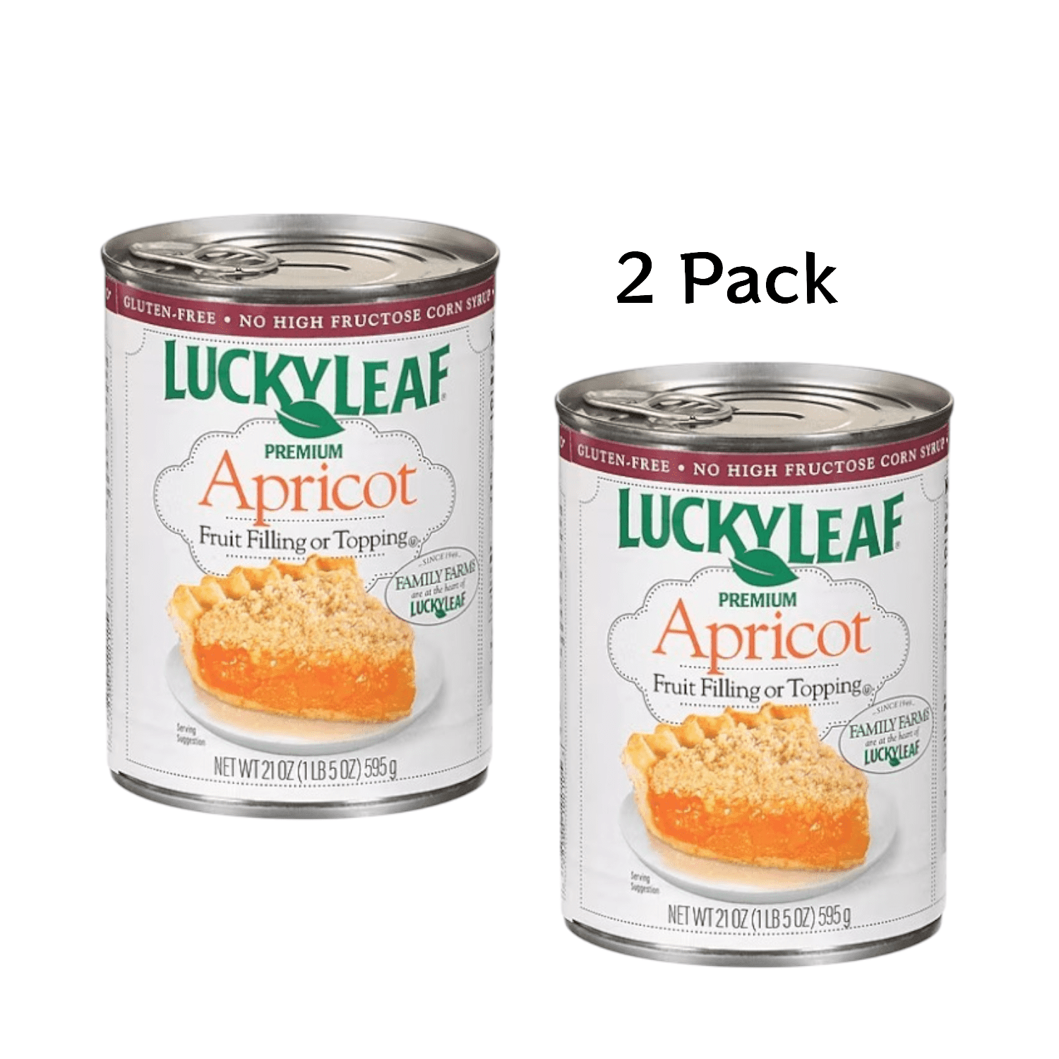 ( 2 Pack ) Lucky Leaf Premium Apricot Fruit Filling & Topping 21 Oz. Can