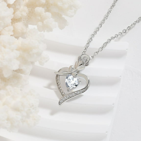 Sparkling Silver Heart Necklace With Gem A Glimmer Of Elegance