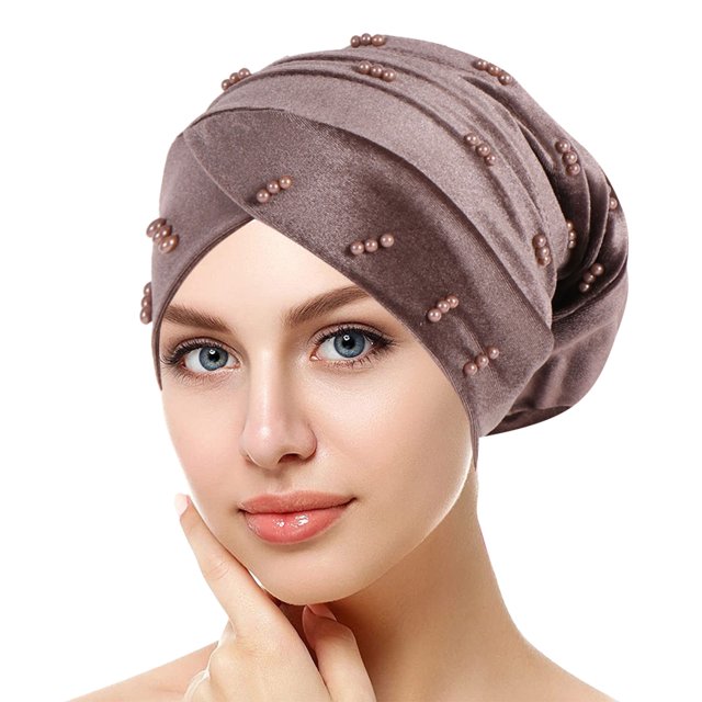 Up To $10 Baseball Caps Brown Womens Large Elastic Solid Color Comfortable Flat Hat Pearl Cap Nail Bead Pile Cap