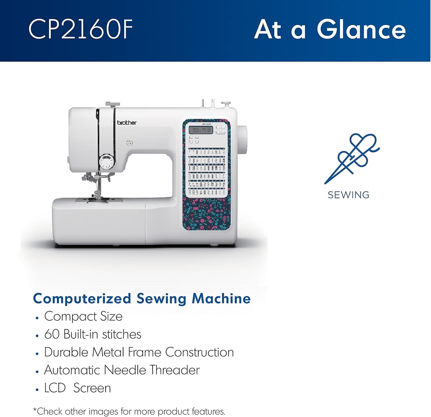 Brother CP2160F Computerized Sewing Machine with 60 Built-In Stitches, LCD Display, 7 Included Feet, and SA520 Water Soluble Stabilizer