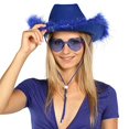 thumbnail image 2 of Sombrero de Vaquera Funcredible Azul con Gafas Divertidas para Disfraz de Vaquera Halloween, 2 of 3