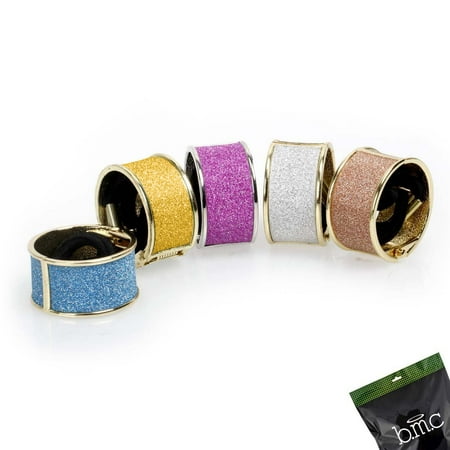 - BMC Womens 5 pc Alloy Metal Glitter Cuff Wrap Ponytail Holder Hair Tie Fashion Accessory Set