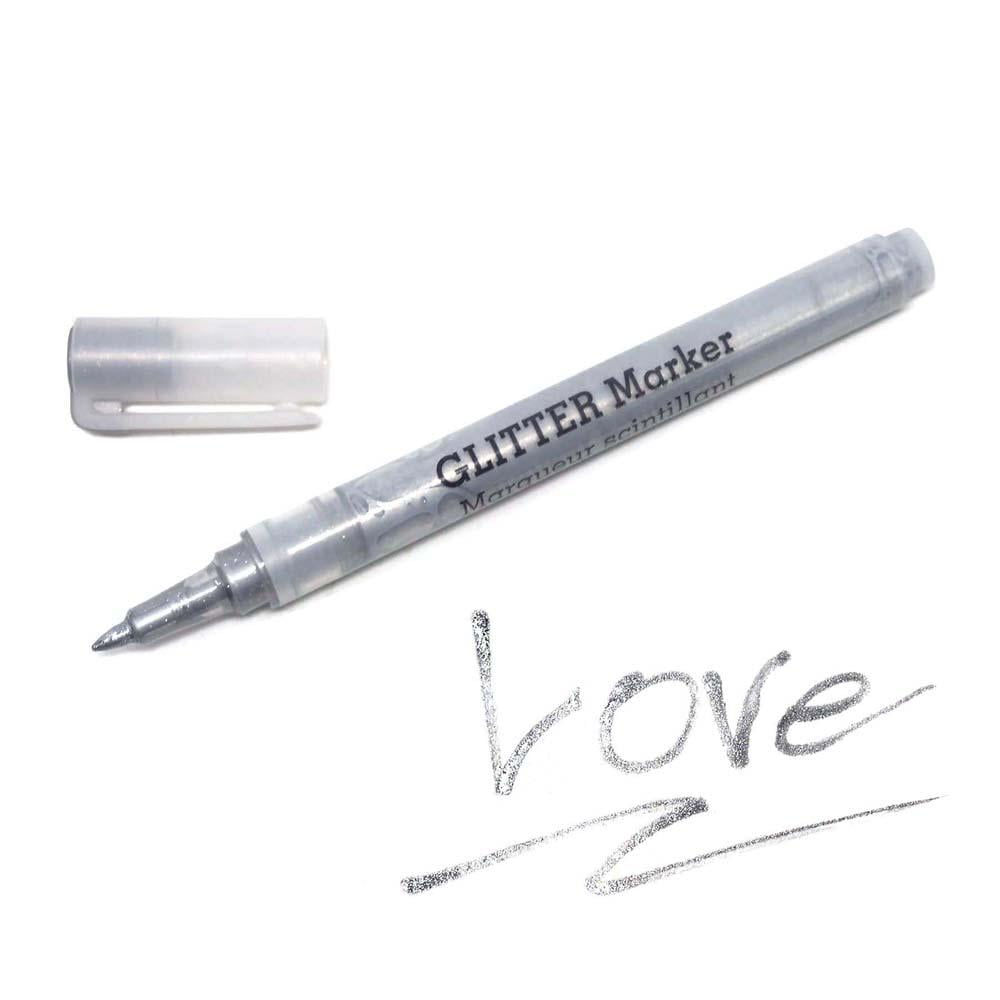Sparkling Glitter Marker 0.7mm Fine Point, Silver, 5Inch