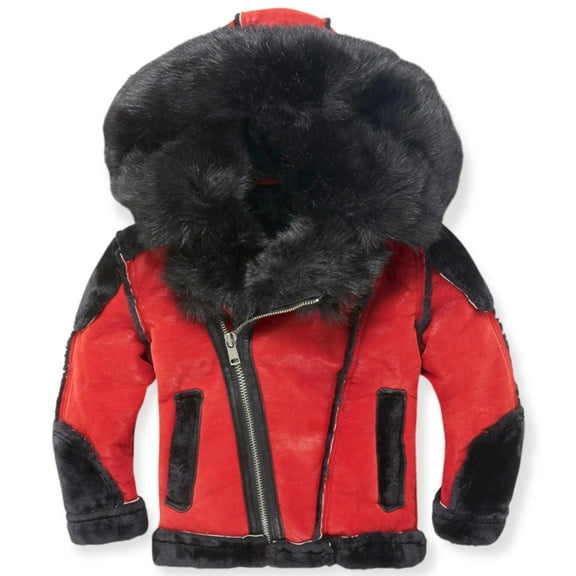 Jordan Craig Kids EL Jefe Shearling Moto Jacket (Black Red)