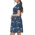 thumbnail image 2 of Easygdp French Bulldog Dog In Beret para Vestido Transpirable de Mujer, Vestido Suelto de Manga Corta con Pliegues y Bolsillos para el Verano, 2 of 6