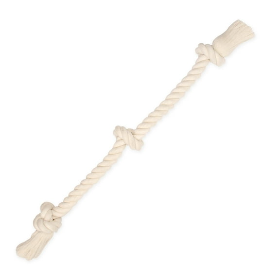 Mammoth Flossy Chews 100% Cotton White 3 Knot Tug Rope Dog Toy, X-Large, 36"