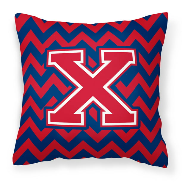 Letter X Chevron Yale Blue and Crimson Fabric Decorative Pillow ...