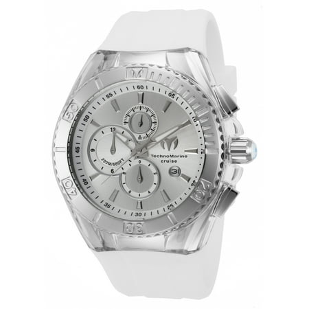 Technomarine Tm-115215 Men's Star Cruise Chrono White Silicone Ss Case Silver-Tone Dial Watch