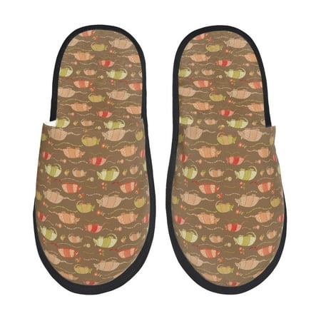 Balery Armadillo Floral 1 Slient Indoor Furry Fleece Comfort House Shoes Soft Non-Slip Home Shoes Cotton slippers House Slippers-- Medium