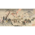 thumbnail image 2 of Adachi Ginkō 24x14 Black Ornate Framed Double Matted Museum Art Print Titled: Our Army Attacking the Enemy Forces at Jiuliancheng (1894), 2 of 5