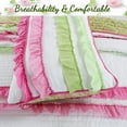 thumbnail image 5 of Cozy Line Home Fashions Pink Green Chic Stripe Ruffles Girl 100% Cotton Reversible Quilt Bedding Set (Twin - 2 Piece), 5 of 5