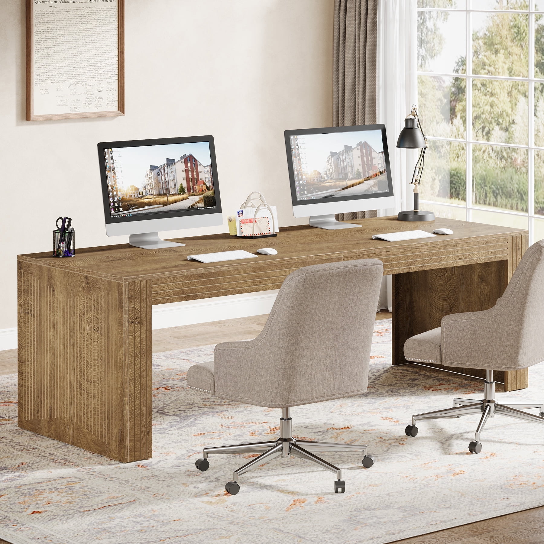 Tribesigns 55 Inches Executive Desk, Mid-Century Modern Home