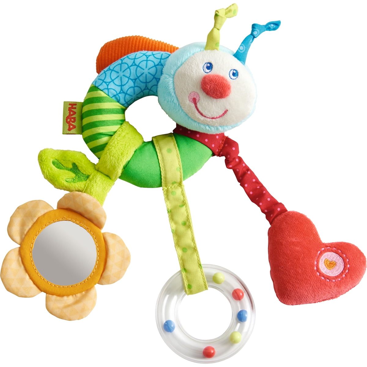 Haba Clutching Toy Rainbow Swirl Plastic Rattling Ball Yellow