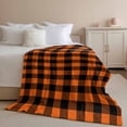 thumbnail image 2 of Throw Blanket for Couch Orange Black Plaid Soft Fleece Flannel Blankets Cozy Lightweight Blanket for Home Sofa Living Room Farmhouse Buffalo Check Bed Throws 60" x 80", 2 of 9
