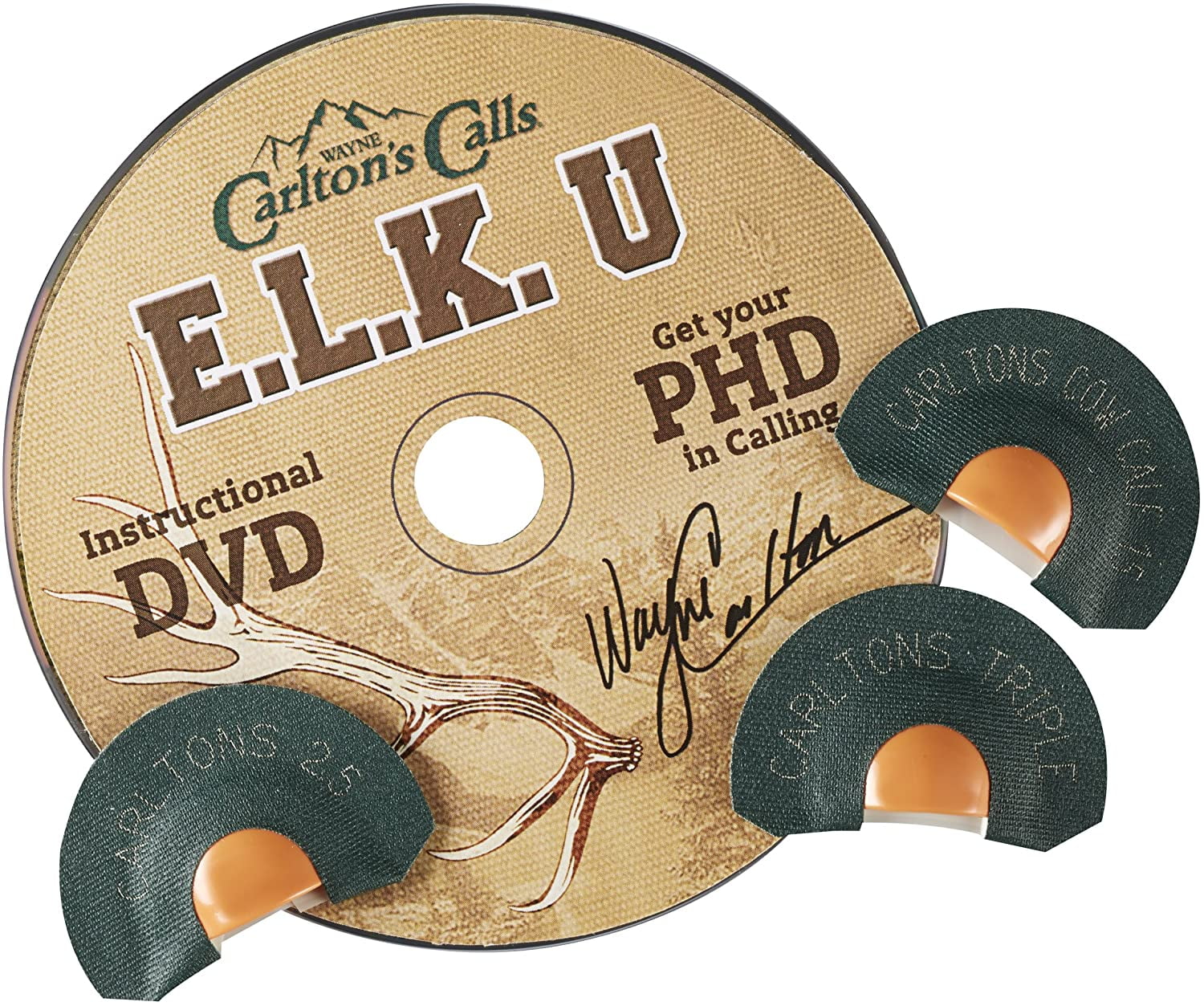 (2 pack) Hunters Specialties Carlton's Calls E.L.K. University PHD Tone Trough Diaphragm Game Calls Combo with Instructional DVD