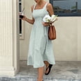 thumbnail image 2 of DHFJKG Summer Midi Dresses For Women Striped Square Neck Casual Sleeveless Swing A Line Dress Wedding Guest Dress, 2 of 9