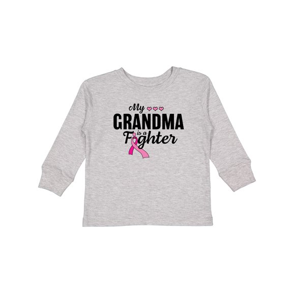 Inktastic Breast Cancer Awareness My Grandma is a Fighter Boys or Girls Long Sleeve Toddler T-Shirt