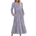 thumbnail image 1 of Robe d'Automne, Robe Décontractée Imprimée à Manches Longues et Col Rond pour Femme, Cadeaux pour Femmes, G, 1 of 4