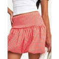 thumbnail image 2 of Women'S Gingham Bubble Mini Skirts - Bow- Cute Holiday Short Skorts Red XL, 2 of 6