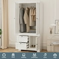 thumbnail image 5 of Feishominoo 2 Door Wardrobe Armoire Closet, 71"H Modern Modular Wooden Clothes Wardrobe Storage Cabinet with Hanging Rods & Drawers, White, 5 of 9