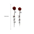 thumbnail image 3 of Momihoom Red Bow Earrings Gold Red Ribbons Bow Flowers Long Tassel Drop Dangle Earrings Dainty Rose Pearl pendant Stud Earrings Velvet Hypoallergenic Pierced Earrings Jewelry Gifts for Women, 3 of 6