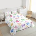 thumbnail image 3 of Feelyou Fashion Stripes Bowknot Bedding Comforter Set, Kawaii Colorful Love Heart Twin Comforter Sets, Teens Kids Boys Girls Reversible Bedding Set, Breathable Home Decor, 2pcs, 3 of 8