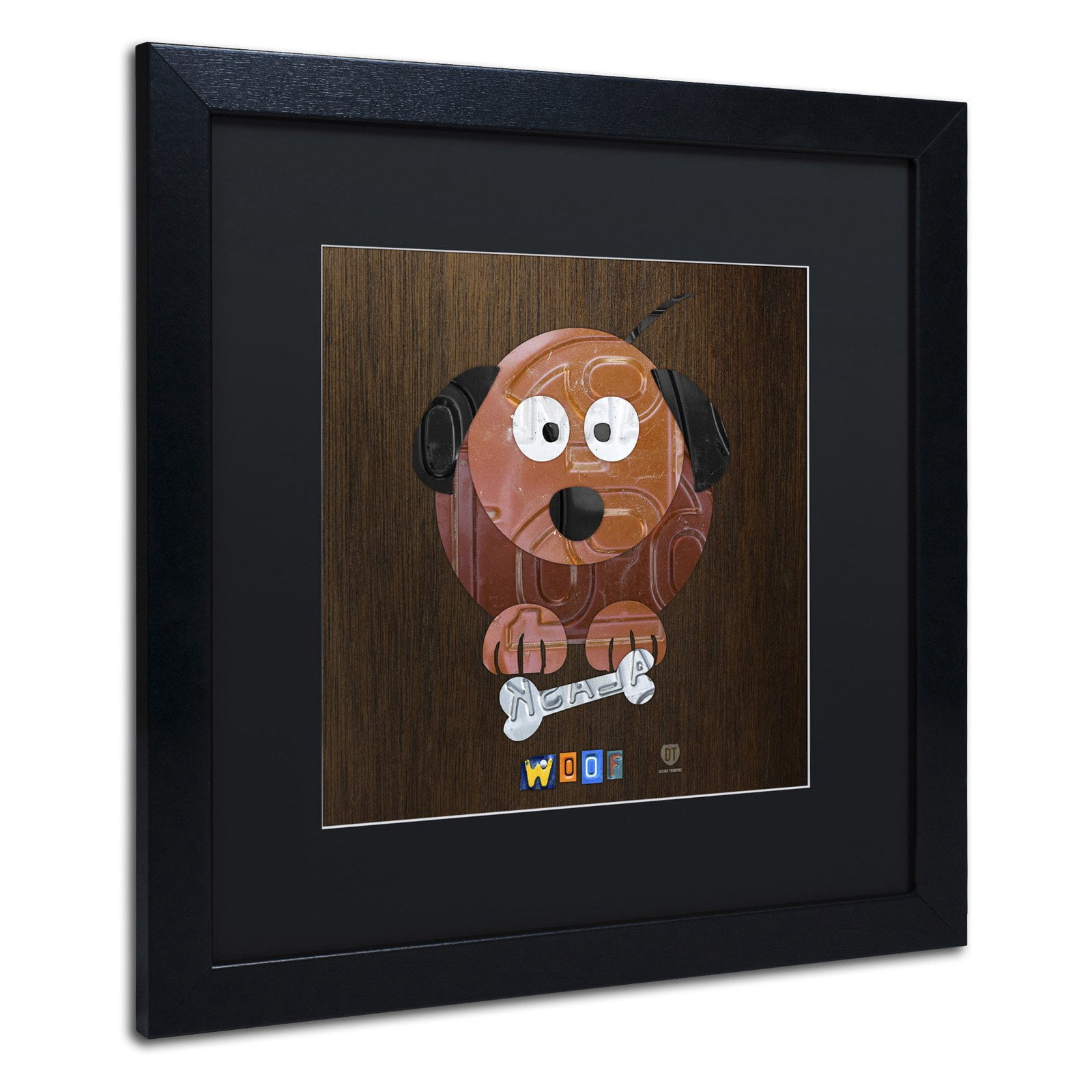 Trademark Fine Art 'Woof The Dog' Canvas Art by Design Turnpike, White Matte, Black Frame