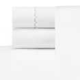 Simple Scallop 4Piece White and Gray Solid Cotton King Sheet Set