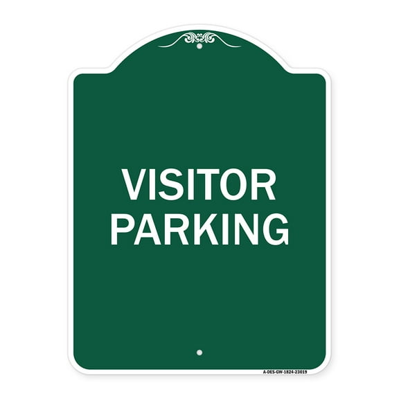 SignMission A-DES-GW-1824-23019 18 x 24 in. Designer Series Sign - Reserved Parking Sign Visitor Parking, Green & White