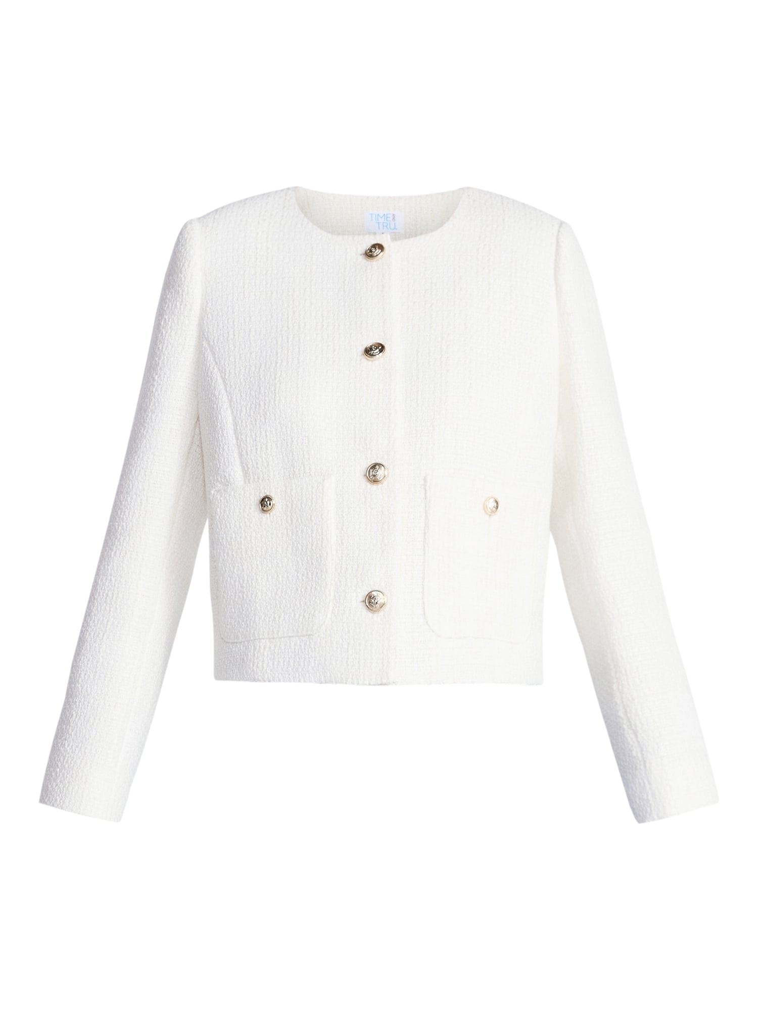 Time and Tru Women's Tweed Ladylike Blazer Jacket, Sizes XS-XXXL