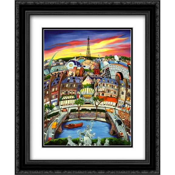 April in Paris 2x Matted 15x18 Black Ornate Framed Art Print by Linnea Pergola