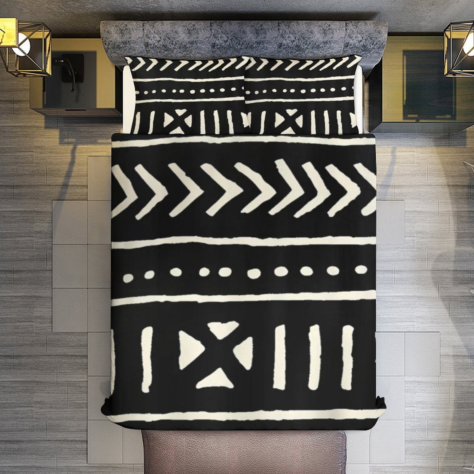 African Mud Cloth Black And White Bedding Set Duvet Cover Couple Bedclothes Pillowcase Customized Home Textiles Bed Set for Queen Size