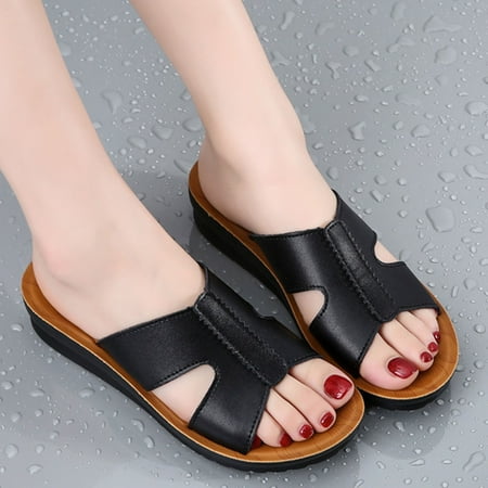 

Wavsuf Wedge Sandals for Women Casual Summer Black Sandals Shoes Size 7