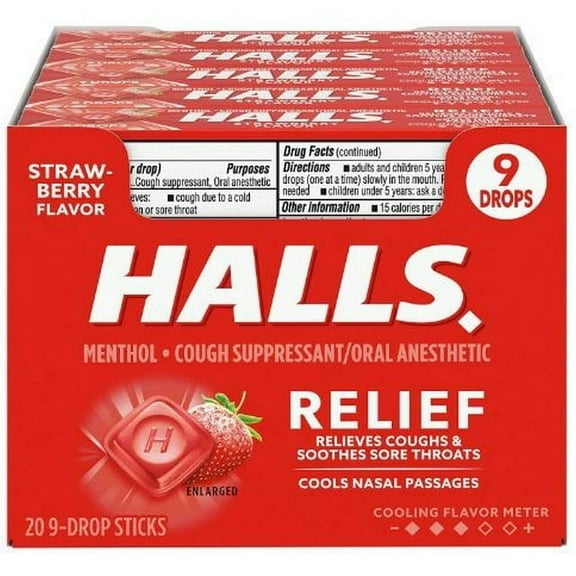 Product Of Halls, Strawberry, Count 20 (9Drops) - Cough Drops / Grab Varieties & Flavors