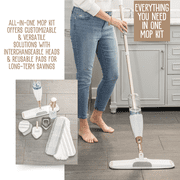 Quick Shine Ultimate Gold Spray Mop Kit | All-In-One 11 Pc Kit w/ Interchangeable Attachments | Floor Cleaner Included | No Batteries Needed | Pro Cleaning System for All Floor Types | 2-in-1 Mop