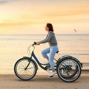 MOONCOOL Adult Tricycles 7 Speed, Adult Trikes 24 / 26 inch 3 Wheel Bikes, Three-Wheeled Bicycles Cruise Trike with Shopping Basket for Seniors, Women, Men