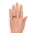 thumbnail image 2 of JeenMata 2 Carat Oval Cut Art Deco Blood Red Lab Created Ruby Trio Ring Set in 18k White Gold over Silver, 2 of 7