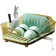thumbnail image 1 of Dish Drying Rack, Dish Drainers for Kitchen Counter, Small Dish Drying Rack with Drainboard and Utensil Holder, Compact Dish Drying Rack Easy to Use (Green, Countertop), 1 of 7