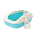 thumbnail image 4 of Caja de arena para gatos con caja de arena para gatos de lado alto, contenedor de arena para gatos a prueba de salpicaduras semicerrado, orinal para Azul Salvador Bandeja de arena para gatos, 4 of 9