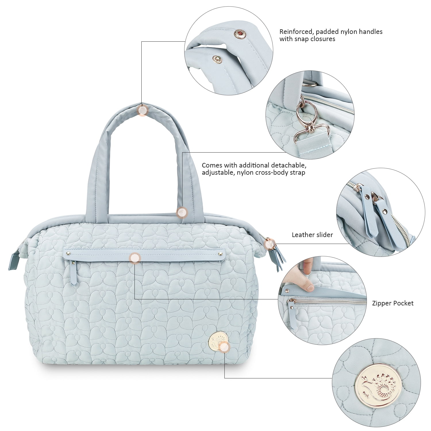 Baby Diaper Bag Tote with Shoulder Strap Diaper Organizer Bag Portable Mommy Bag Baby Bag for Work,Travel,Outdoor