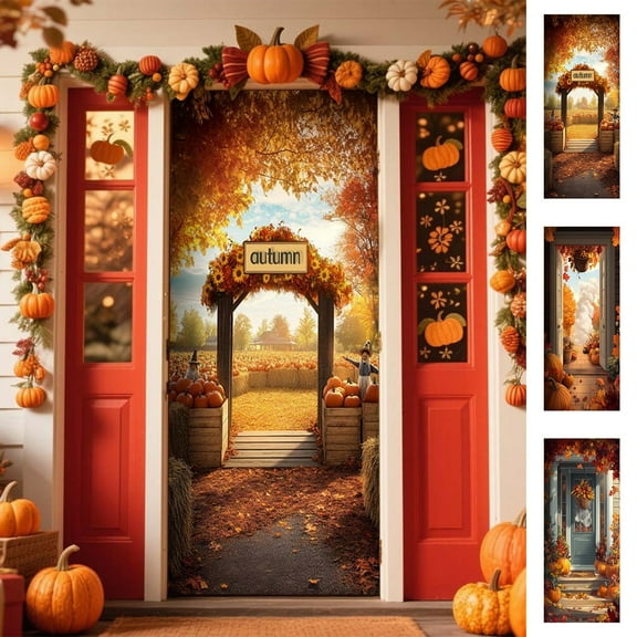 Fmbmuo Fancy Land Fall Door Cover Autumn Harvest Door Decoration for Fall Thanksgiving School Classroom Banner Supplies