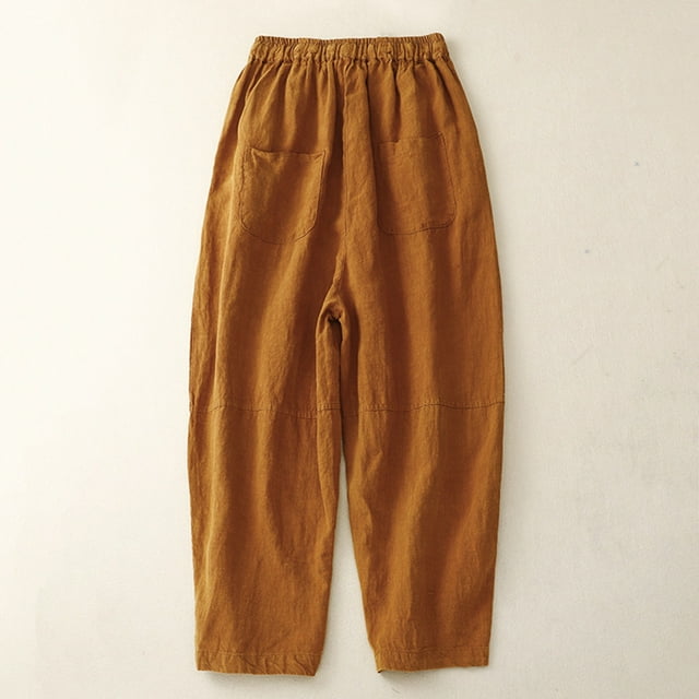 RKSTN Womens Pants Solid Elastic Embroidered Cotton Capris Loose Comfortable Pants