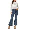 thumbnail image 2 of INSPIRE CHIC Blouse en Dentelle Florale Semi-Transparente à Manches Longues et Col Roulé pour Femmes Blanc TG, 2 of 5