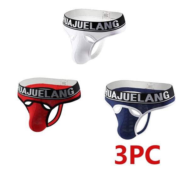 hoksml Mens Underwear Men's Briefs 3-piece Mesh Sexy Breathable Fashion Men's Thongs Mesh Underwear Clearance