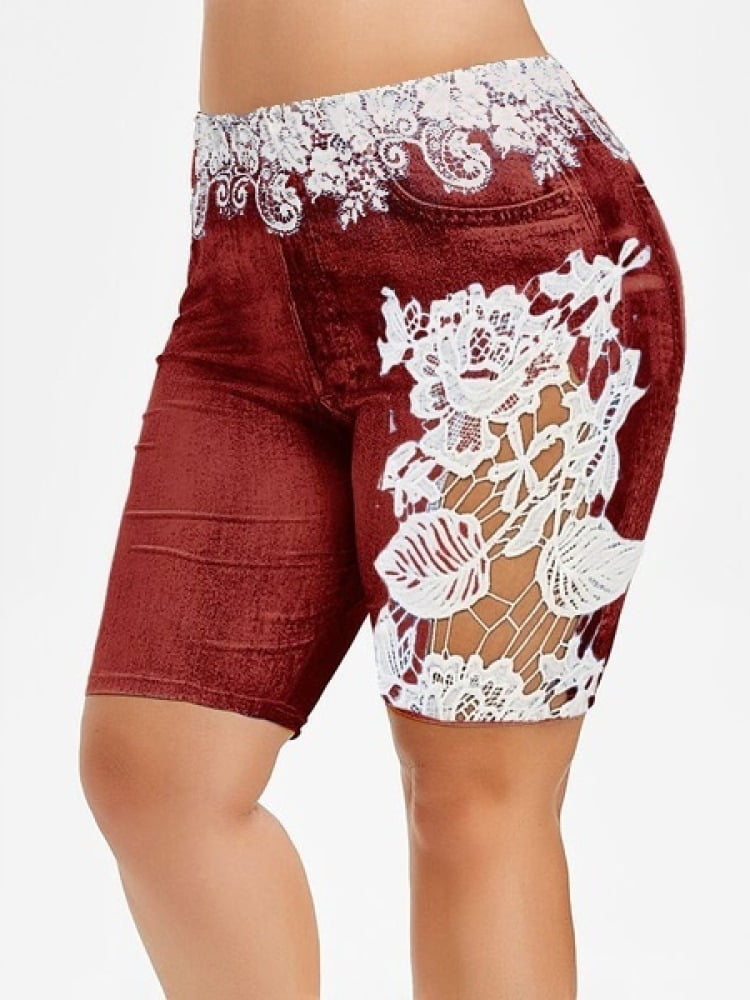 plus size red denim shorts